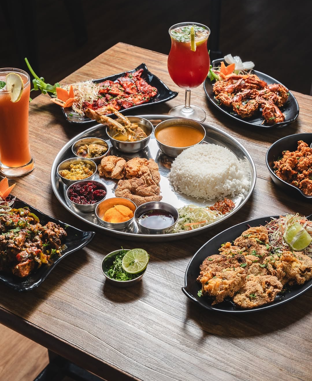 Grand Goan seafood and cocktail spread