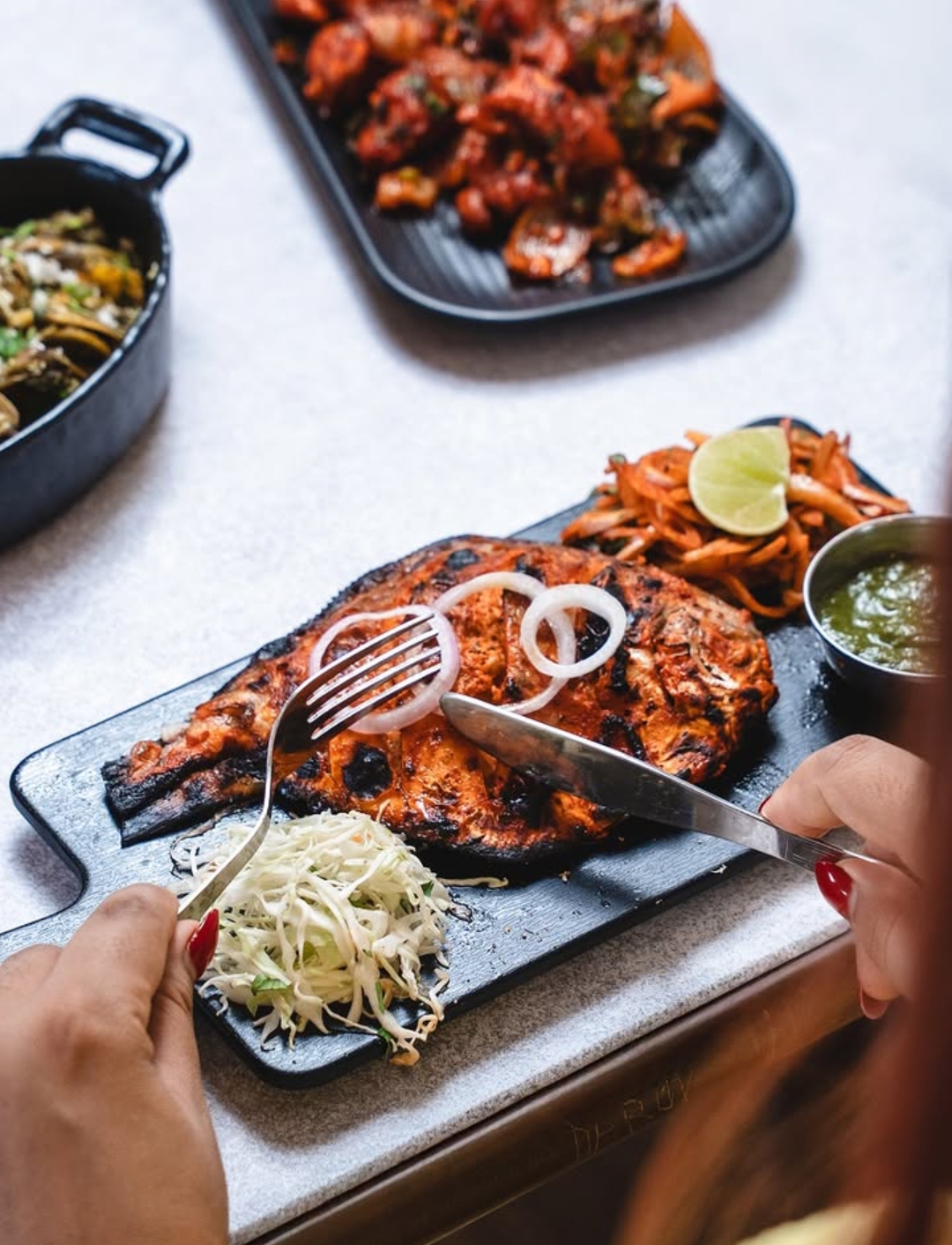 Char-grilled tandoori fish platter